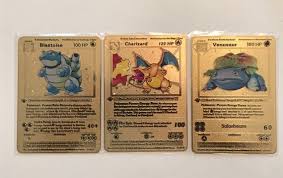 Enter the card number printed at the bottom of the card… a number like 101/108 or sm14. Charizard Blastoise Venusaur Custom Gold Metal Pokemon Cards Etsy
