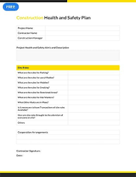 Free Construction Health And Safety Plan Template Pdf Word Doc Apple Mac Pages Google Docs Health And Safety How To Plan Meal Planning Printable Templates