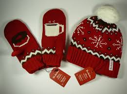 New Tim Hortons Warm Wishes Cozy Red White Knit Toque Hat Winter Mittens Timhortons Winter Hats Tim Hortons Winter Mittens