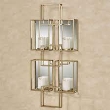 Geometric shaped mirrored candle sconce. Kierra Satin Gold Metal Mirrored Wall Sconce Candelabra In 2021 Mirror Candle Sconce Mirrored Wall Sconce Sconces