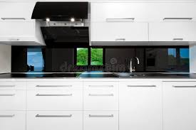 Front Of Beautiful White Kitchen Modern Black And White Kitchen Frontal View Sponsored Paid Ad Beautiful Kitc In 2020 Kitchen Stocked Kitchen White Kitchen