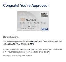 The navy federal credit union® platinum credit card is the right card for you, if you're looking for $0 annual fee, a 0% intro if this is not that card for you, you can check out other credit card bonuses that's available for you. 91 3 Navy Federal Platinum Approval Myfico Forums 5590161