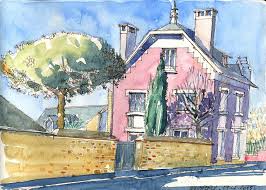 Quimperle Rue Pierre Et Marie Curie 09 02 2015 Urban Sketching Sketches Watercolor Tree