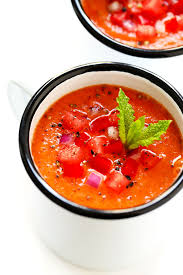 This Healthy Watermelon Gazpacho Recipe Is Easy To Make In Just 15 Minutes It S Loaded Up With Lots Of Watermelon Gazpacho Recipe Gazpacho Recipe Vegan Picnic