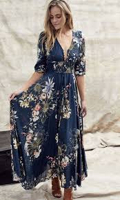 Daytime Drama Floral Pattern 3 4 Sleeve V Neck Button Smocked Casual A Line Maxi Dress Summer Dresses For Women Maxi Dresses Casual Maxi Dress