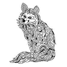 Download this adorable dog printable to delight your child. La Mano En Blanco Y Negro Del Vector Dibujado La Ilustracion Zentagle De Zorro Pagina Para Colorear Con Detalles Altos Aislados Sobre Fondo Blanco Estilo Boho Fox Sentado Diseno Para La Camiseta