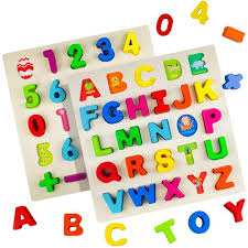 These lovely wooden toys also help young children to improve motor skills and shape, size and colour recognition. Timy Wooden Alphabet Puzzle And Number Set For Toddlers Abc Educational Toys Planet