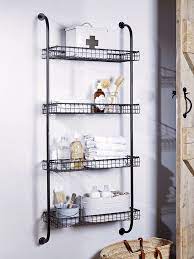 These mounted storage baskets are. Small Bathroom Storage Ideas Interiorbathroomtrends Designideas Smallbathroomideas Smallbathroomremodel Small Metal Shelves Small Bathroom Storage Shelves