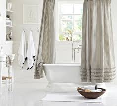 Ticking Stripe Ruffle Shower Curtain Cool Shower Curtains Ruffle Shower Curtains Striped Shower Curtains