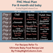 Fnc Meal Plan For Babies 6 To 8 Months Friday Night Column