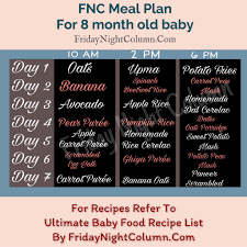 fnc meal plan for babies 6 to 8 months friday night column