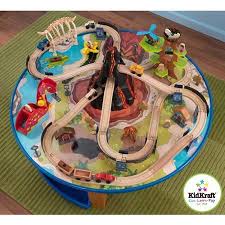 The metropolis train and table set lets kids take control of an. Kidkraft Dinosaur 95 Piece Wood Train And Table Set With Volcano 17961 Walmart Com Wooden Train Set Wood Train Dinosaur Train