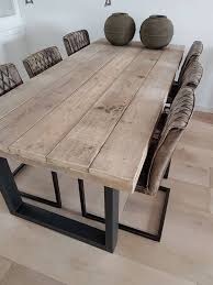 stoere en stevige eettafel van steigerbuizen ook te gebruiken als bureau 345 200x98 onbehandeld thuisdecoratie huis interieur tafel woonkamer