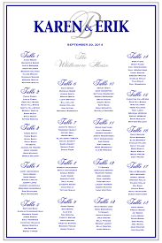 Navy And Silver Wedding Seating Chart With Your Monogram