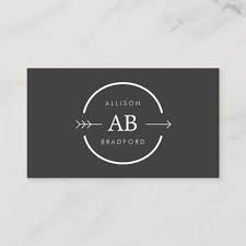 Hip Edgy Monogram Logo With Arrow On Dark Gray Business Card Zazzle Com Unique Business Cards Design Monogram Logo Unique Business Cards