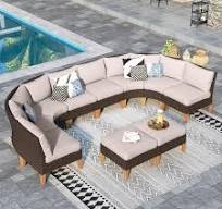 Amazon.com: Sophia & William Patio Furniture Set, 10 Piece Half Moon  Outdoor Wicker Sectional Sofa Set, High Back Rattan Conversation Set with  Ottoman ...