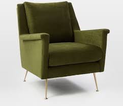 West elm auburn chair olive. Carlo Mid Century Chair Worn Velvet Olive Brass Legs West Elm Havenly