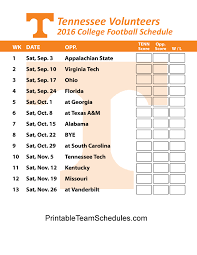 Printable Tennessee Volunteers Football Schedule 2016 Tennessee Volunteers Football Tennessee Volunteers Tennessee
