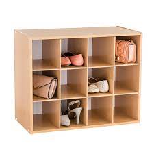 Entryway shoe storage cubby bench dark brown wood hallway 24 cube organizer seat. Wooden Shoe Racks The Container Store