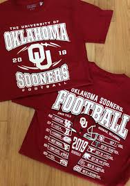 The the oklahoma sooners football team has a tradition of excellence that predates oklahoma's statehood, with the first game being played in 1895. Champion Oklahoma Sooners Crimson Football Schedule Short Sleeve T Shirt 14753986 Sooners Oklahoma Sooners Oklahoma Football