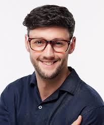 Glasses Direct ™ -Kaiden Rectangle Horn Brown Orange Glasses for Men