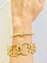 Large Love Knot Friendship Cuff Bangle Gold Bracelet Cuff Silver Cuff Bracelet Knot Bracelet