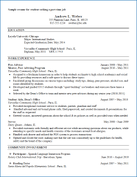 Part Time Job Resume Template Templateral