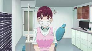 アニメ『土下座で頼んでみた』9話で歯科衛生士の女性におっぱいを見せてもらいながら治療 - エロ２次画像