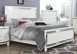 For an air of glamour and effortless sophistication create a boudoir with the feeling of 1920s paris, using our mirrored drawers, wardrobes and dressing tables. Glitzy 4 Pc White Mirrored Queen Bed N S Dresser Mirror Bedroom Furn Thom S Furniture Treasures