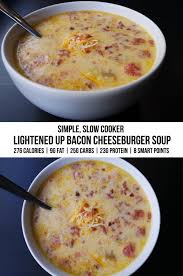 Cover and cook on low for 8 hours or high for 4 hours. Healthy Bacon Cheeseburger Soup