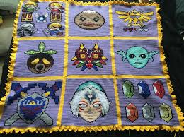 Using your pattern, i made the crochet cross baby blanket. Oc Mm Oot Crochet Cross Stitch Blanket The Gf And I Made Yarn Color Choices Were Tough But I M Happy After The Months It Took To Put Together Zelda