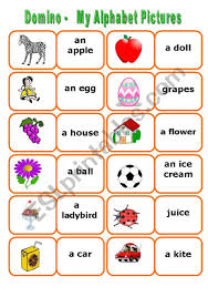Pdf,ppt,images télécharger gratuits :a to z alphabet words with pictures. My Alphabet Words Domino 2 Sets In One Ws Esl Worksheet By Petili