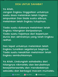 Ya allah panjangkanlah umur sahabatku kurniakanlah kesihatan yang baik padanya, terangi hatinya dengan nur pancaran iman. Kawan Wajib Mendoakan Sahabat Doa Allah
