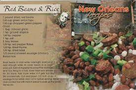 Red Beans Rice Recipe Postcard Red Bean And Rice Recipe Red Beans Fancy Recipe Cards