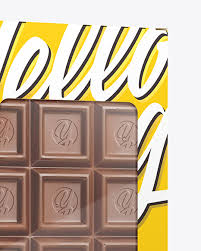 Glossy Chocolate Box W Window Mockup Half Side View In Box Mockups On Yellow Images Object Mockups
