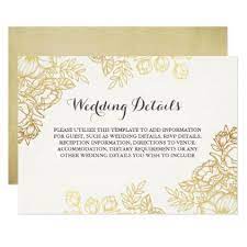 Elegant Gold Vintage Floral Wedding Details Invitation Zazzle Com Wedding Details Card Wedding Gift Diy Vintage Wedding Gifts