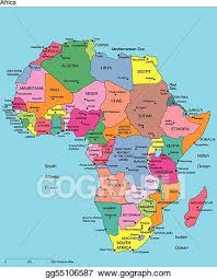Download fully editable outline map of africa with countries. Vector Art Africa With Editable Countries And Names Clipart Drawing Gg55106587 Gograph