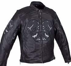 Men S Motorcycle Front Back Reflective Skull Leather Jacket
