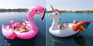 Pumped up and ready for a ride. These Gigantic Pool Floats Fit Up To Six People At A Time