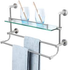Fill with soaps and lotions for easy access and a stylish look. Buy Alise Bathroom Shelf Sus 304 Stainless Steel Shower Glass Shelf With Double Towel Bar Rail Wall Mount Storage Towel Rack Brushed Nickel Gy9800 Online In Vietnam B07cqx99tq