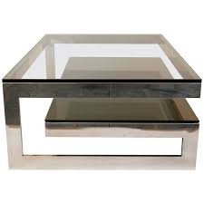 Cantilevered G Mirror Chrome Coffee Table With Smoke Glass Tiered Shelf From A Unique Collection Of Coffee Table Antique Coffee Tables Rustic Coffee Tables