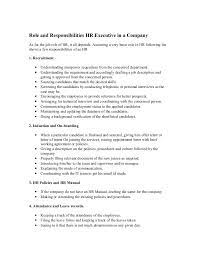 Role And Responsibilities Hr Executive In A Company