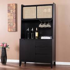 Home styles large wood bakers rack with two door hutch. Groveholme Tall Buffet Cabinet With Storage Black Natural Aiden Lane Target