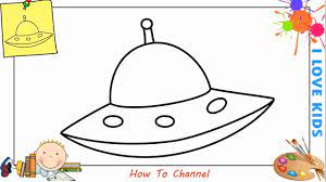 Step by step tutorial, teach you how to draw this cartoon ufo, very simple. How To Draw A Ufo Easy Step By Step For Kids Beginners Children 1 Youtube