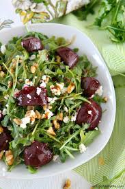 Balsamic Beet Salad With Arugula Goat Cheese And Walnuts Recipe Beet Salad Food Delicious Salads