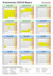 Kalenderpedia® ist ein eingetragenes warenzeichen. Schulkalender 2021 2022 Bayern Fur Word
