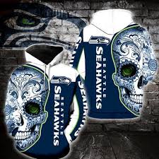 Seattle Seahawks Skull 3d Full Over Print V2167