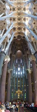 Interior Panorama Of La Sagrada Familia Barcelona Architecture Gaudi Barcelona Gaudi Architecture