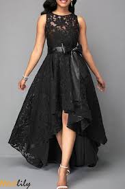 High Low Sleeveless Belted Black Lace Dress On Sale At Modlily Free Shipping High Low Lace Dress Belted Lace Dress Solid Maxi Dress