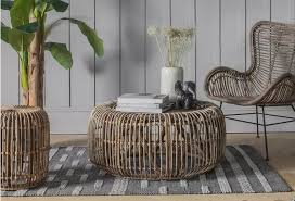 Vintage oriental bamboo octagon side table with hessian top size: Bamboo Side Table Grace Grey
